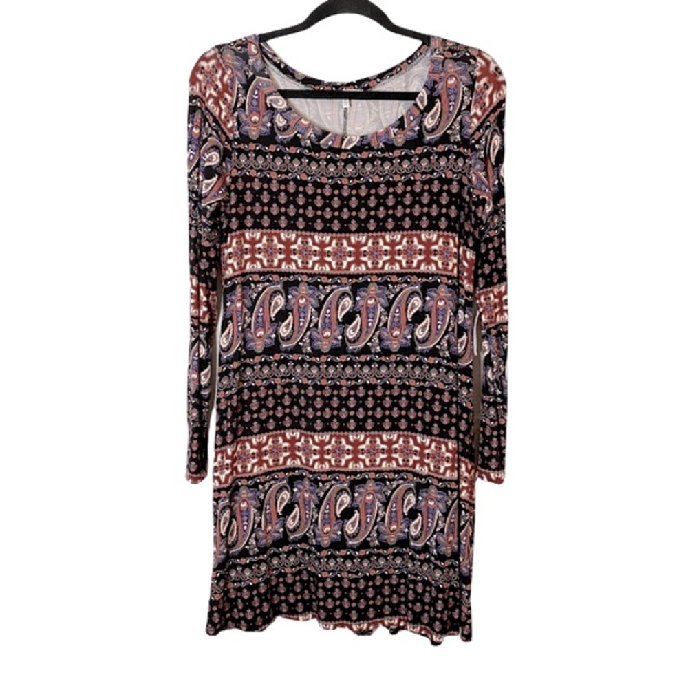 Charlotte Russe Dress Size Medium Paisley Floral Multicolor Long Sleeve Flowy
